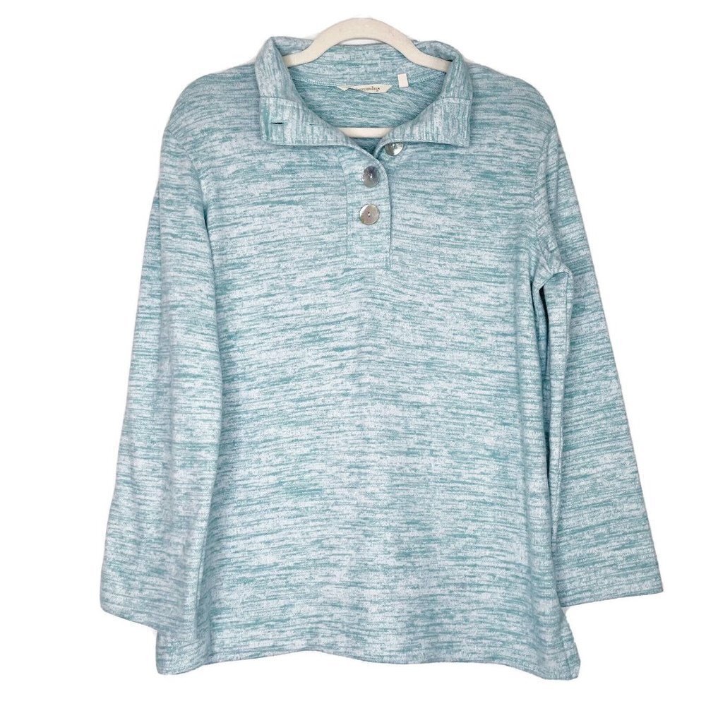 Soft Surroundings Pullover Tunic Sweater Womens Size Small Aqua‎ Teal Cozy